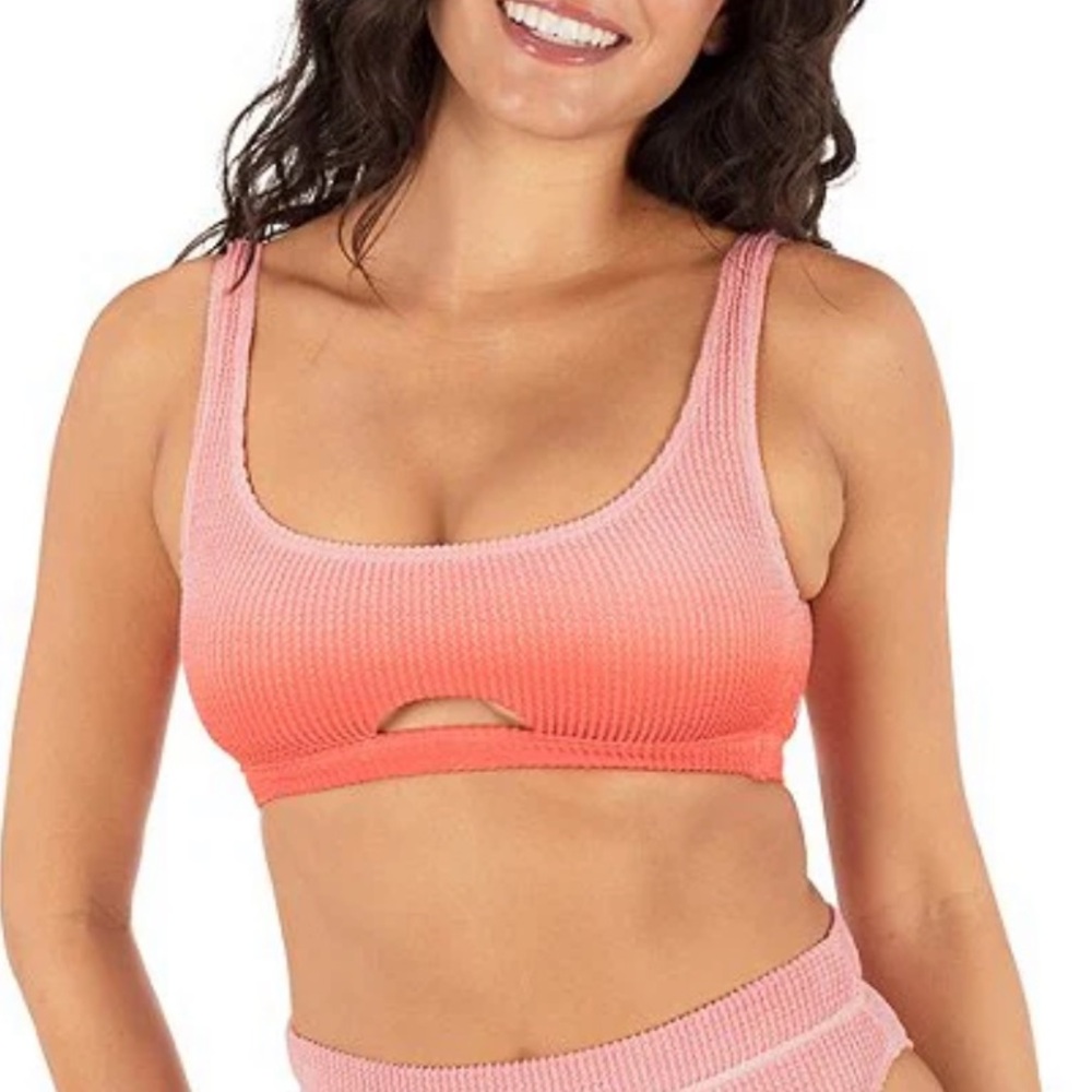 Hurley Ombre Scrunch Texture Scoop Neck Bralette Swim Top